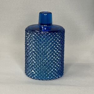 VTG Faroy Blue Votive Candle Holder Pegged Glass Diamond Point
